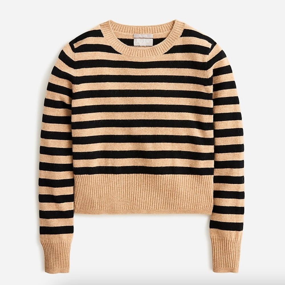 J.Crew Small Cashmere shrunken crewneck sweater in stripe